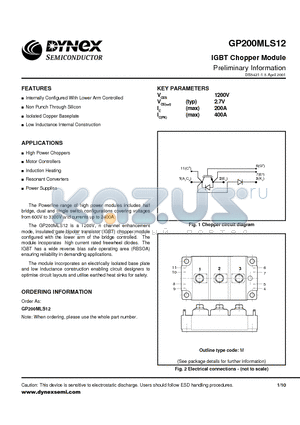 GP200MLS12 datasheet - IGBT Chopper Module Preliminary Information