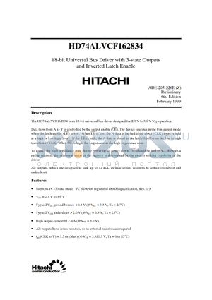 HD74ALVCF162834 datasheet - 18-bit Universal Bus Driver with 3-state Outputs and Inverted Latch Enable