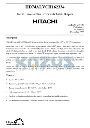 HD74ALVCH162334 datasheet - 16-bit Universal Bus Driver with 3-state Outputs