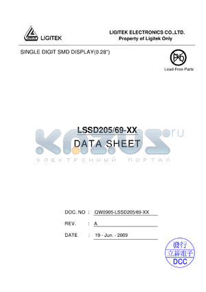 LSSD205/69-XX datasheet - SINGLE DIGIT SMD DISPLAY