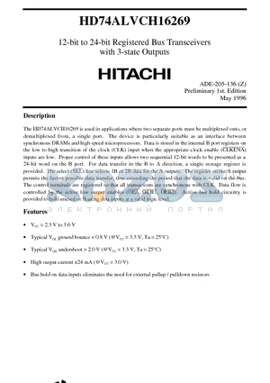 HD74ALVCH16269 datasheet - 12-bit to 24-bit Registered Bus Transceivers with 3-state Outputs