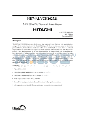 HD74ALVCH162721 datasheet - 3.3-V 20-bit Flip Flops with 3-state Outputs