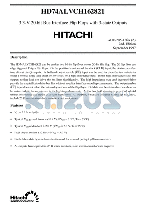 HD74ALVCH162821 datasheet - 3.3-V 20-bit Bus Interface Flip Flops with 3-state Outputs