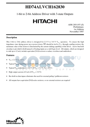 HD74ALVCH162830 datasheet - 1-bit to 2-bit Address Driver with 3-state Outputs
