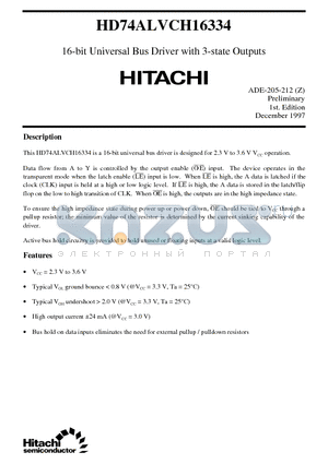 HD74ALVCH16334 datasheet - 16-bit Universal Bus Driver with 3-state Outputs