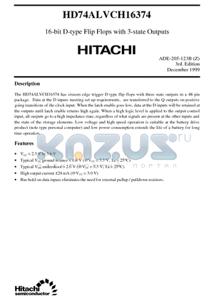 HD74ALVCH16374 datasheet - 16-bit D-type Flip Flops with 3-state Outputs