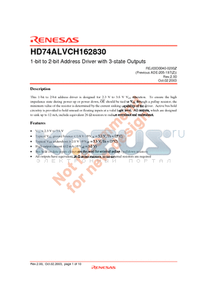 HD74ALVCH162830 datasheet - 1-bit to 2-bit Address Driver with 3-state Outputs