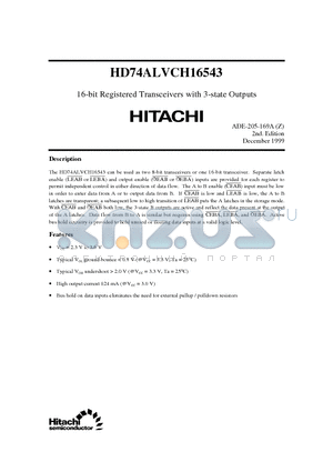 HD74ALVCH16543 datasheet - 16-bit Registered Transceivers with 3-state Outputs