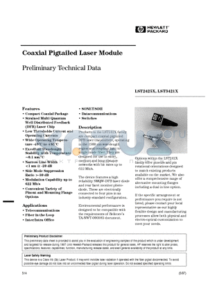 LST2425X datasheet - Coaxial Pigtailed Laser Module