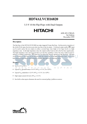 HD74ALVCH16820 datasheet - 3.3-V 10-bit Flip Flops with Dual Outputs