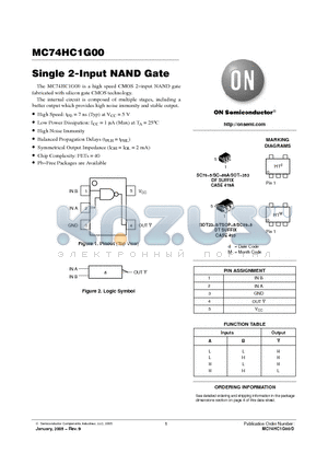 MC74HC1G00 datasheet - Single 2-Input NAND Gate