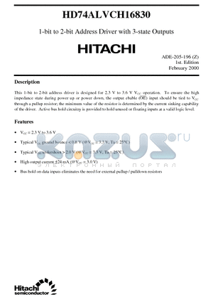 HD74ALVCH16830 datasheet - 1-bit to 2-bit Address Driver with 3-state Outputs