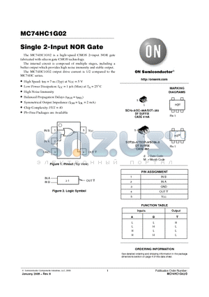 MC74HC1G02DFT2G datasheet - Single 2-Input NOR Gate