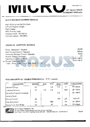 MU2801A datasheet - 0.8 SINGLE DIGIT NUMBERIC DISPLAYS