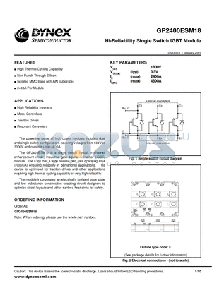 GP2400ESM18 datasheet - Hi-Reliability Single Switch IGBT Module