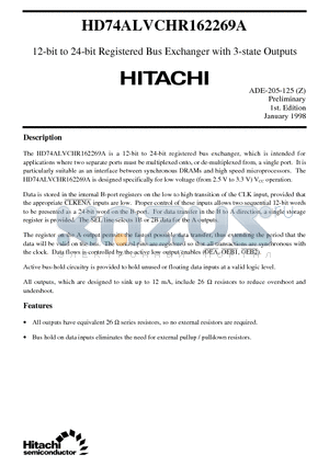 HD74ALVCHR162269A datasheet - 12-bit to 24-bit Registered Bus Exchanger with 3-state Outputs