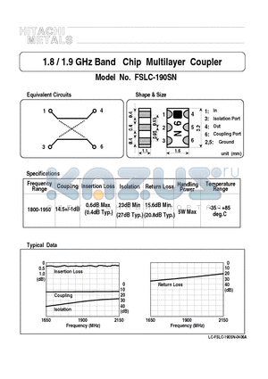 LC-FSLC-190SN-0406A datasheet - 1.8 / 1.9 GHz Band Chip Multilayer Coupler