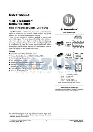 MC74HC238ADR2G datasheet - 1-of-8 Decoder/ Demultiplexer