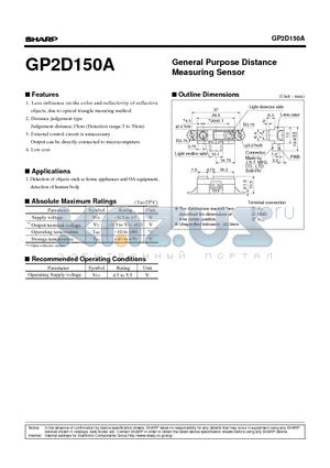 GP2D150A datasheet - General Purpose Distance Measuring Sensor