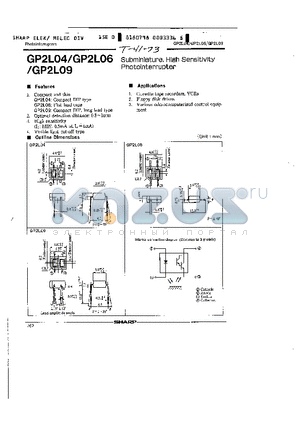 GP2L06 datasheet - SUBMINIATURE HIGH SENSITIVITY PHOTO INTERRUPTER