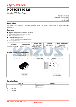 HD74CBT1G126 datasheet - Single FET Bus Switch