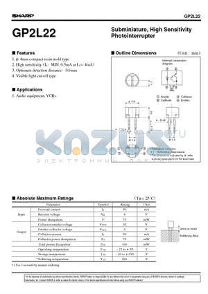GP2L22 datasheet - Subminiature, High Sensitivity Photointerrupter