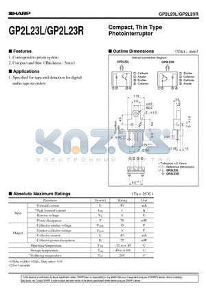 GP2L23L datasheet - Compact, Thin Type Photointerrupter