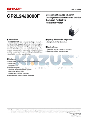 GP2L24ABJ00F datasheet - Detecting Distance : 0.7mm Darlington Phototransistor Output Compact Refl ective Photointerrupter