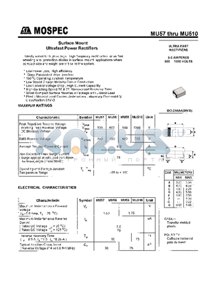 MU57 datasheet - POWER RECTIFIERS(5.0A,500-1000V)