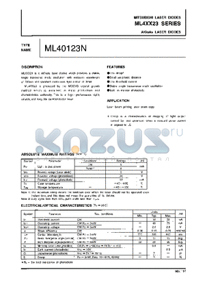 ML40123N datasheet - AIGaAs LASER DIODES