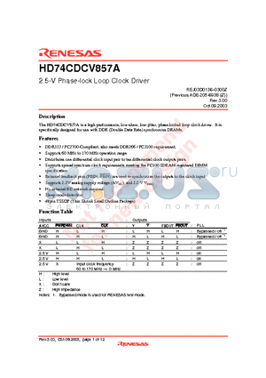 HD74CDCV857A datasheet - 2.5-V Phase-lock Loop Clock Driver