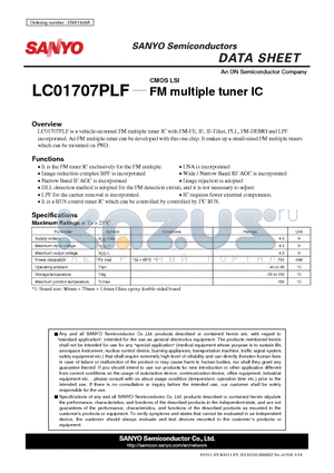 LC01707PLF datasheet - FM multiple tuner IC