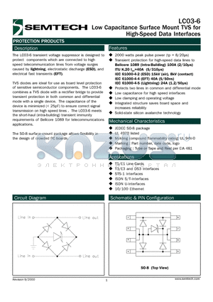 LC03-6 datasheet - Low Capacitance Surface Mount TVS for High-Speed Data Interfaces