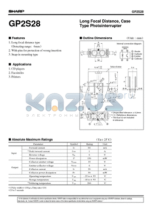 GP2S28 datasheet - Long Focal Distance, Case Type Photointerrupter