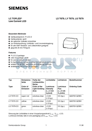 LST679 datasheet - LC TOPLED Low Current LED