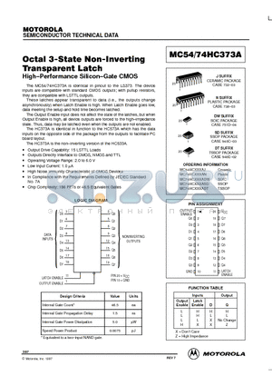 MC74HC373A datasheet - Octal 3-State Non-Inverting Transparent Latch