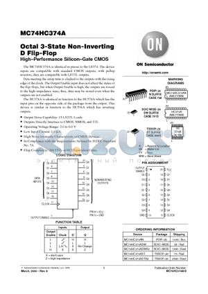 MC74HC374ADT datasheet - Octal 3-State Non-Inverting D Flip-Flop