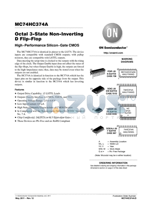 MC74HC374AFG datasheet - Octal 3-State Non-Inverting D Flip-Flop