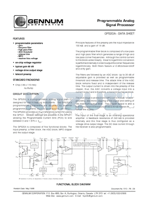 GP520A datasheet - Programmable Analog Signal Processor