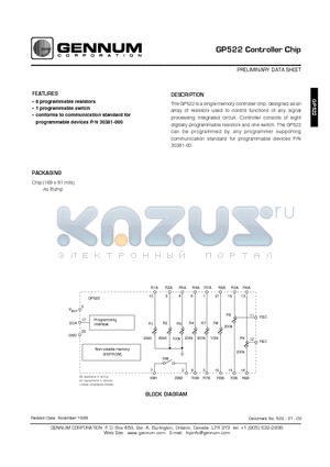 GP522 datasheet - GP522 Controller Chip