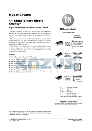 MC74HC4020AD datasheet - 14−Stage Binary Ripple Counter High−Performance Silicon−Gate CMOS