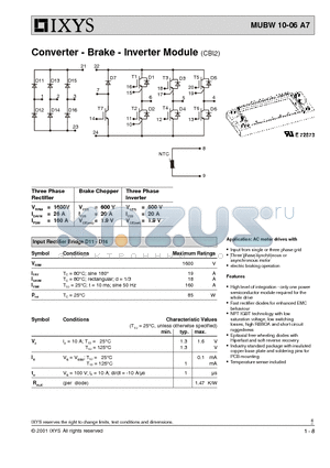 MUBW10-06A7 datasheet - Converter - Brake - Inverter Module