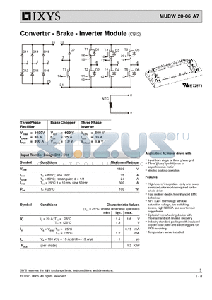 MUBW20-06A7 datasheet - Converter - Brake - Inverter Module (CBI2)