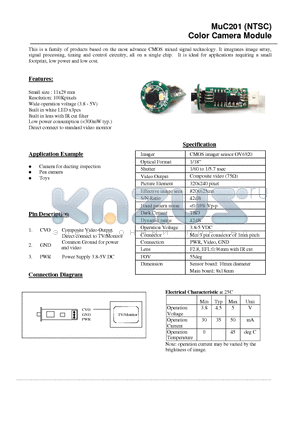 MUC201 datasheet - Color Camera Module