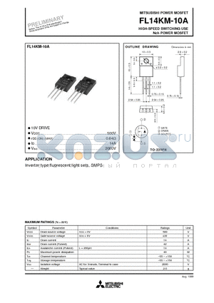 FL14KM-10A datasheet - HIGH-SPEED SWITCHING USE Nch POWER MOSFET