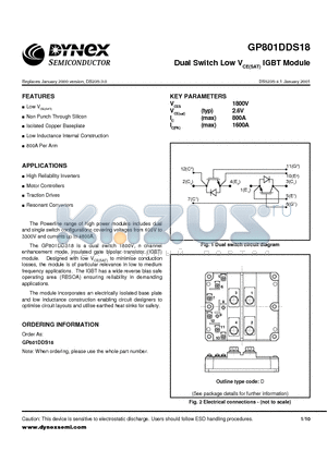 GP801DDS18 datasheet - Dual Switch Low VCE(SAT) IGBT Module