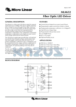 ML4632CS datasheet - Fiber Optic LED Driver