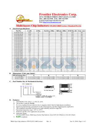 FL201209-1R5K datasheet - Multi-layers Chip Inductors