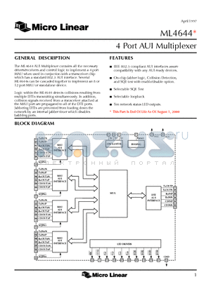 ML4644CQ datasheet - 4 Port AUI Multiplexer