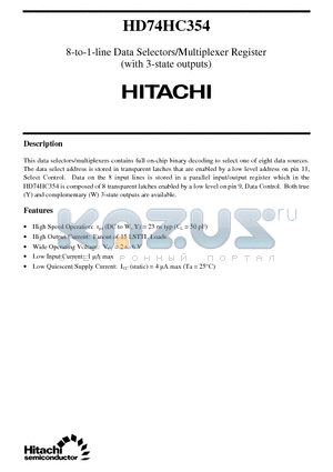 HD74HC354 datasheet - 8-to-1-line Data Selectors/Multiplexer Register(with 3-state outputs)